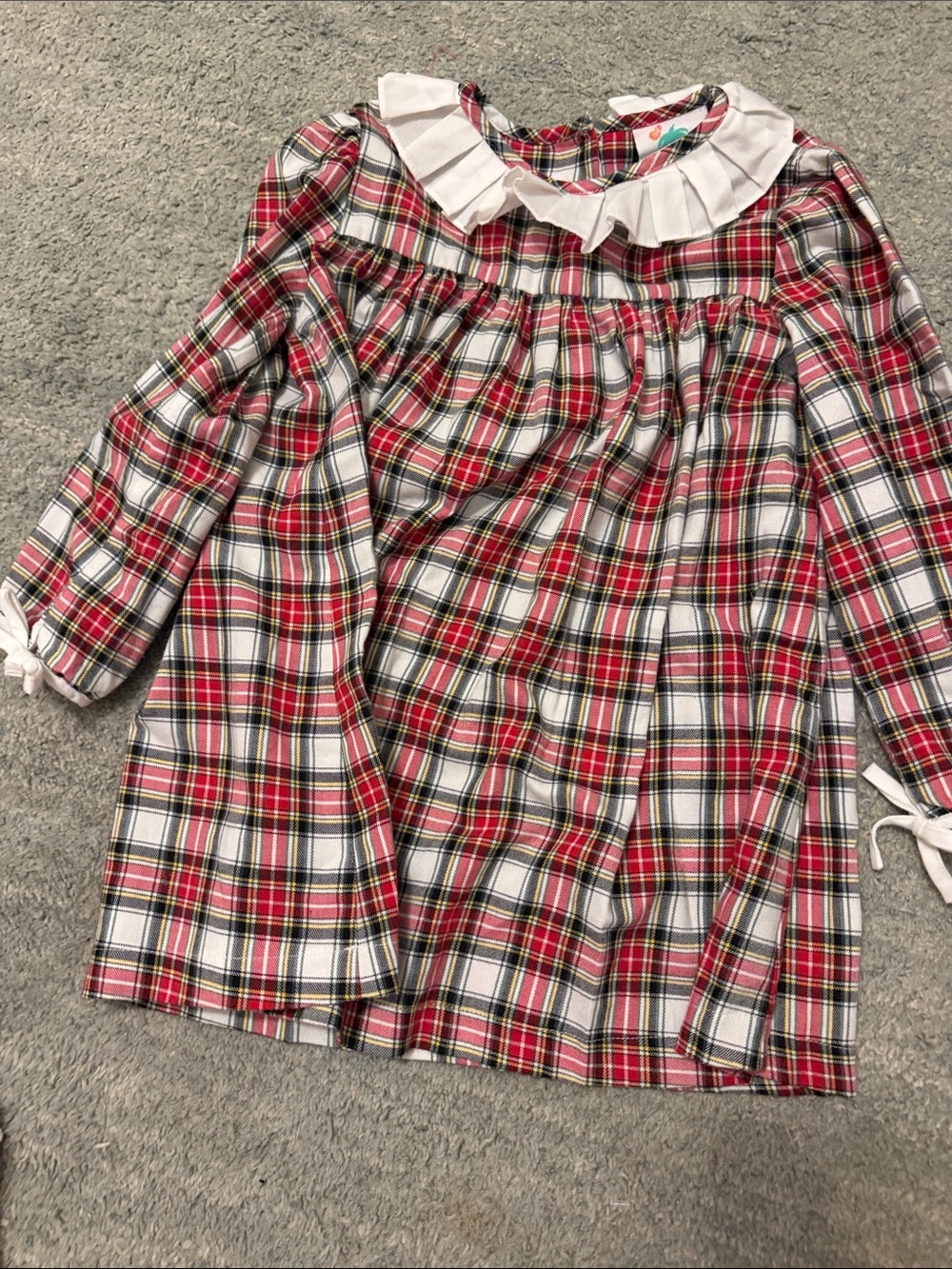 Girls Red Plaid Ruffle Collar dress